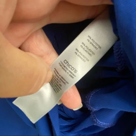 Chicos Royal blue Jumpsuit 1 piece pantsuit Elastic waist Zip back Jumper - Picture 5 of 11